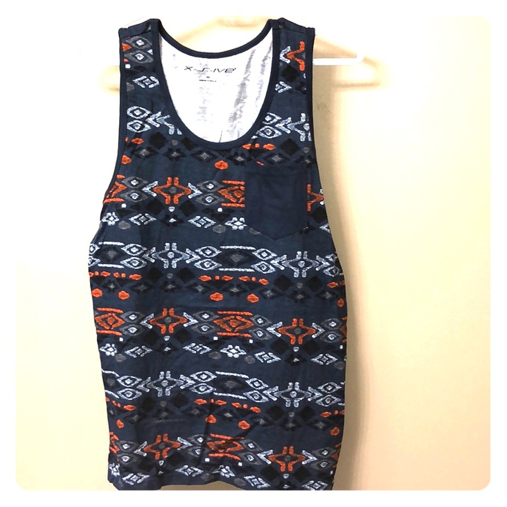 X-S-ive blue Aztec tank